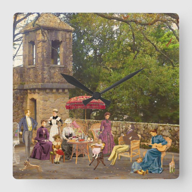 Picnic en la Quinta da Regaleira Square Wall Clock (Front)