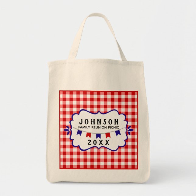 Picnic Family Reunion Red White and Blue Tote Bag (Front)