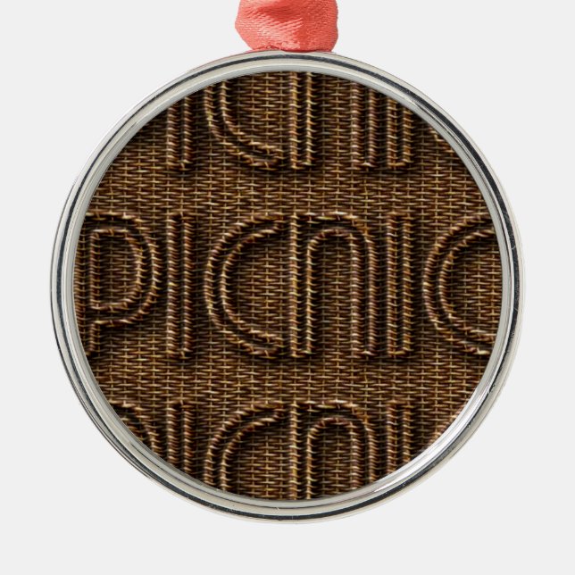Picnic Funny Wicker Style Typography Brown Metal Tree Decoration (Front)