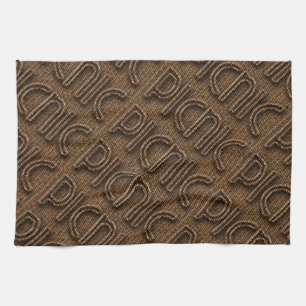 Picnic Funny Wicker Style Typography Brown Tea Towel