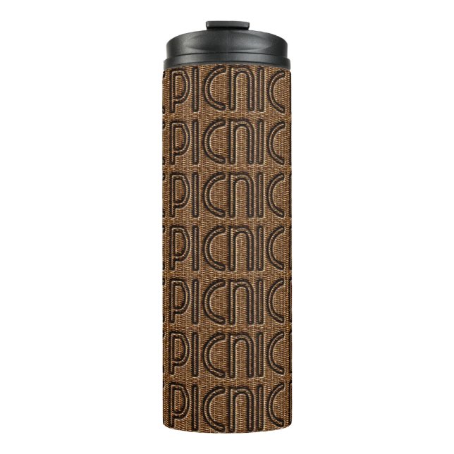 Picnic Funny Wicker Typography Brown Tumbler (Front)