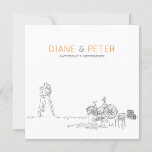 Picnic Garden Minimalist Black and White Wedding  Invitation