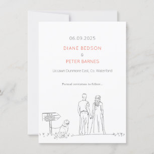 Picnic Garden Minimalist Black and White Wedding  Save The Date