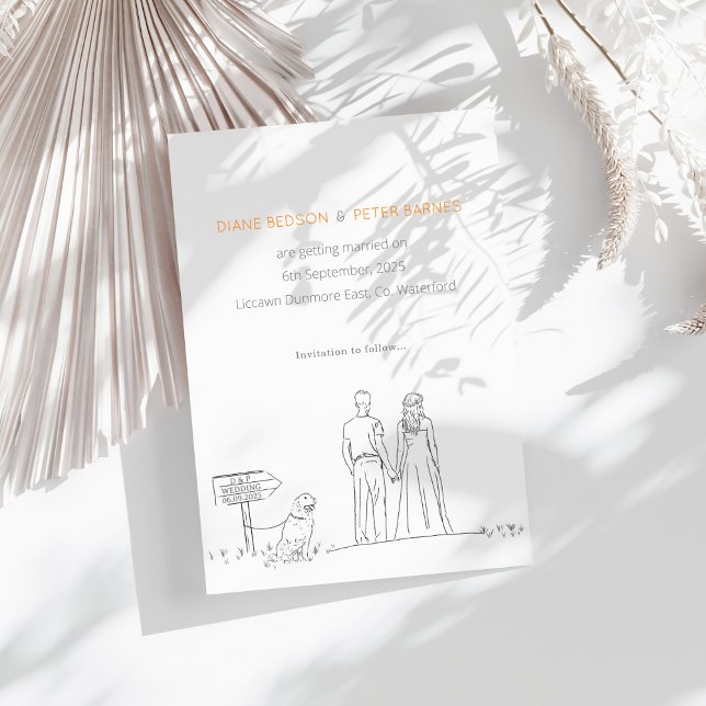 Picnic Garden Minimalist Black and White Wedding  Save The Date (Sample)