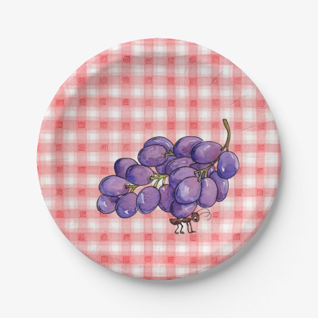 Picnic Grapes Paper Plate (Front)