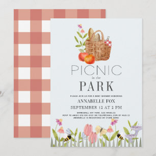 Picnic in the Park Basket Floral Baby Shower Invitation