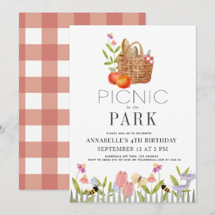 Picnic in the Park Basket Floral Birthday Invitati Invitation