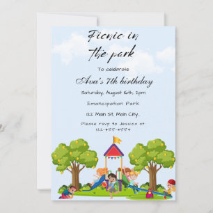 Picnic In The Park Birthday Party Invitation