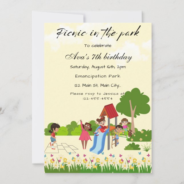 Picnic In The Park Birthday Party Invitation (Front)