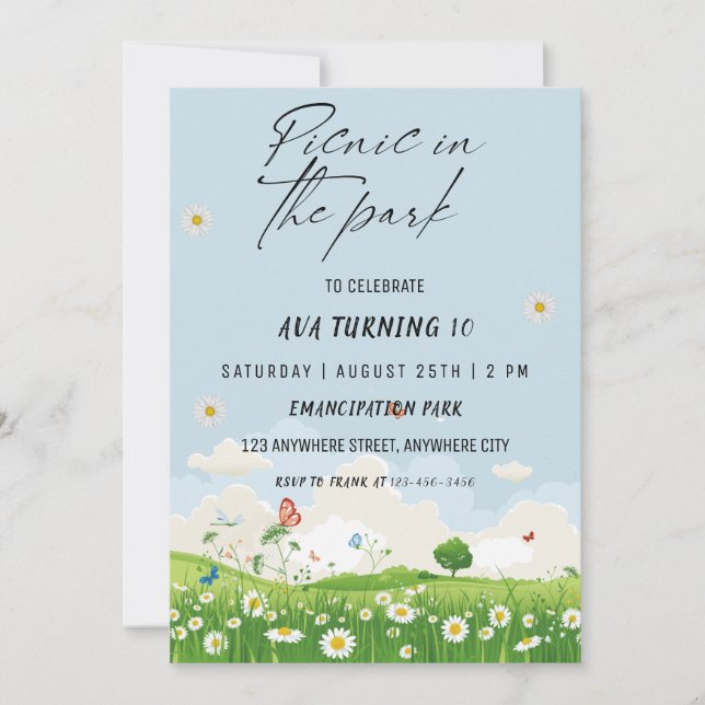 Picnic In The Park Birthday Party Invitation (Front)