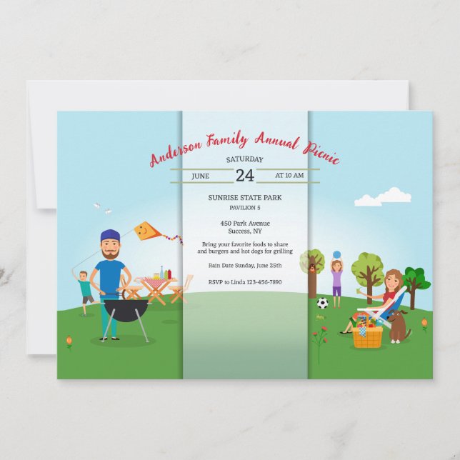 Picnic In The Park Family Style Invitation (Front)
