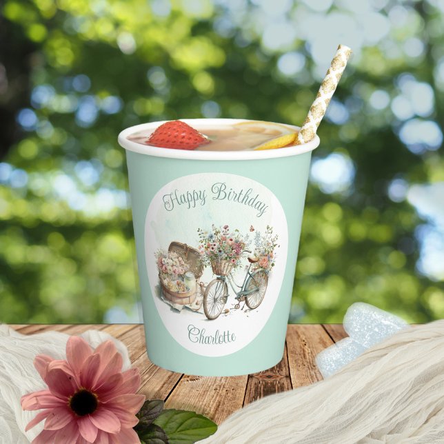Picnic in the Park Floral Adult Birthday Party Paper Cups (Creator Uploaded)