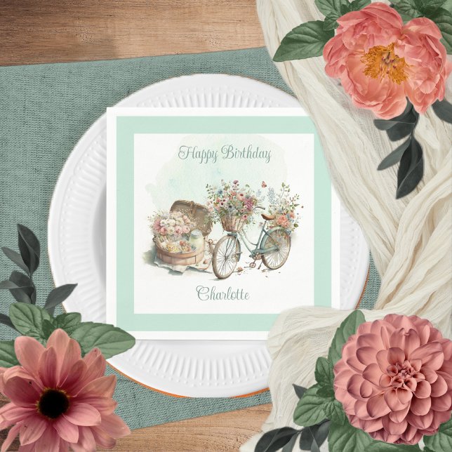 Picnic in the Park Floral Birthday Party Napkin (Creator Uploaded)