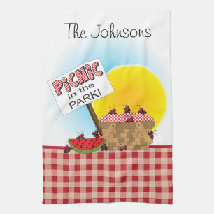 Picnic in the Park Personalized Tea Towel