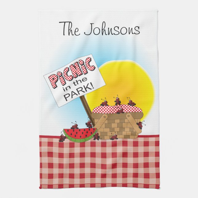 Picnic in the Park | Personalized Tea Towel (Vertical)