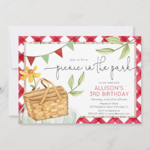 Picnic in the park summer birthday party invitation