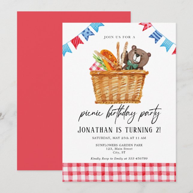Picnic Kid Birthday Invitation (Front/Back)