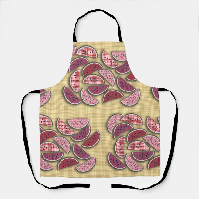 Picnic Love Watermelons Fresh Fruits Style Apron (Front)