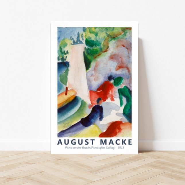 Picnic on the Beach by August Macke Poster (august macke, affordable art, printable art, art, wall art, customizable art, colorful art)