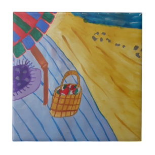 Picnic On The Beach Ceramic Tile