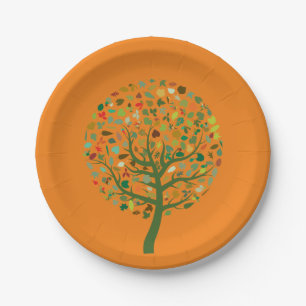 Picnic park party Summer tree Paper Plate