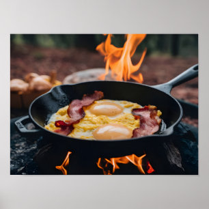 Picnic Perfection: Bacon and Eggs Fried  Poster