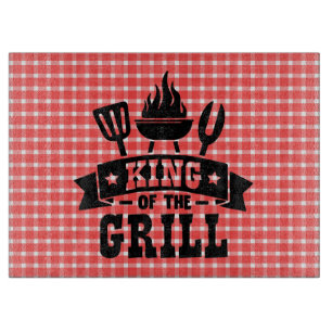 Picnic Plaid King Of The Grill Cutting Board