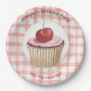 Picnic Plates - Kids Retro Cherry Cup Cake