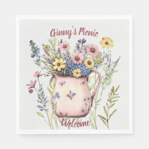 Picnic Plates - Pretty Wild Flowers & Vase Napkin