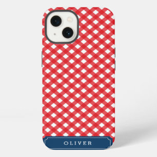 Picnic Red Gingham Personalise with Name iPhone 13 Case
