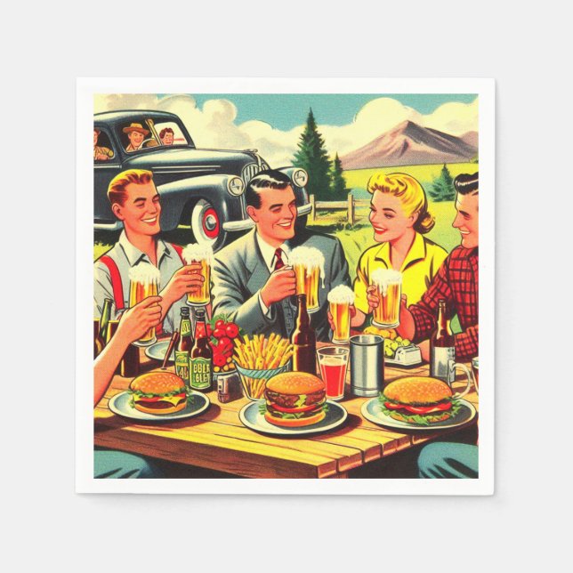 Picnic Retro Comics Napkin (Front)