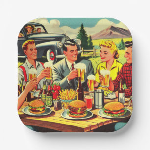 Picnic Retro Comics Paper Plate