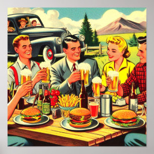 Picnic Retro Comics Poster