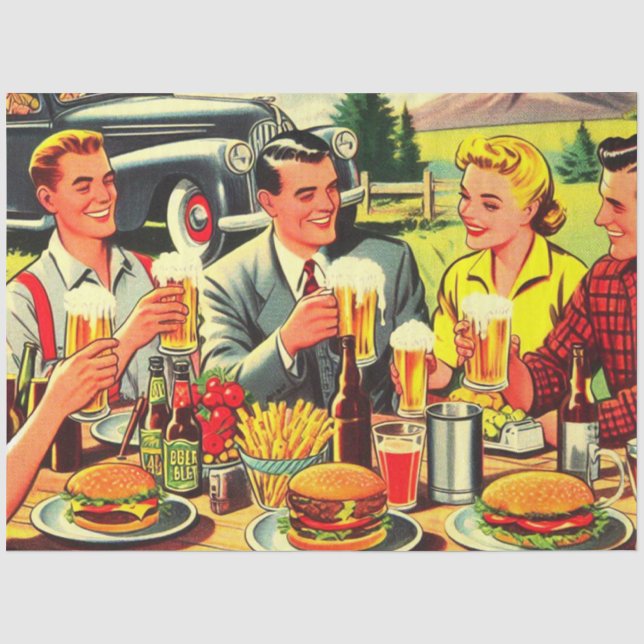 Picnic Retro Comics Tissue Paper (Front)