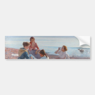 Picnic Snack on the Beach (Italian Seaside Scene) Bumper Sticker