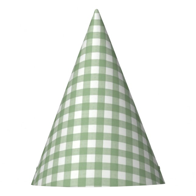 Picnic Summer  Green Plaid  Party Hat (Front)