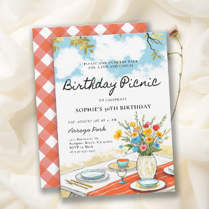 Picnic Summer Party Elegant Casual 30th Birthday Invitation