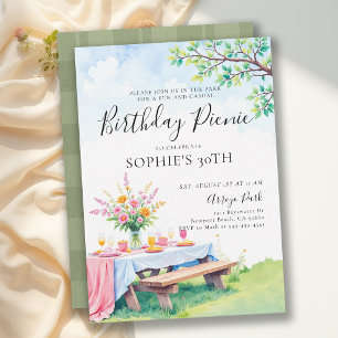 Picnic Summer Party Elegant Pastel 30th Birthday Invitation
