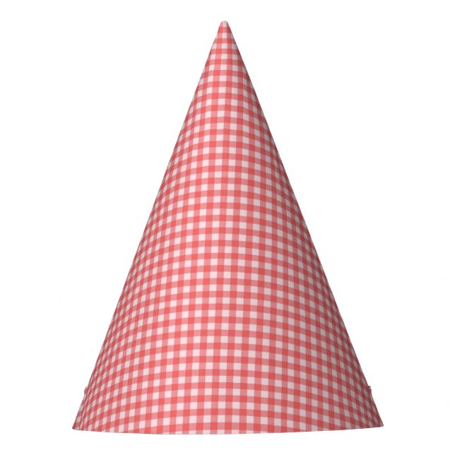 Picnic Summer Red white Plaid  Party Hat (Front)
