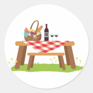 Picnic Table Classic Round Sticker