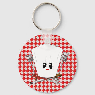 Picnic Table w/Female Chef Hat & BBQ Tools Key Ring