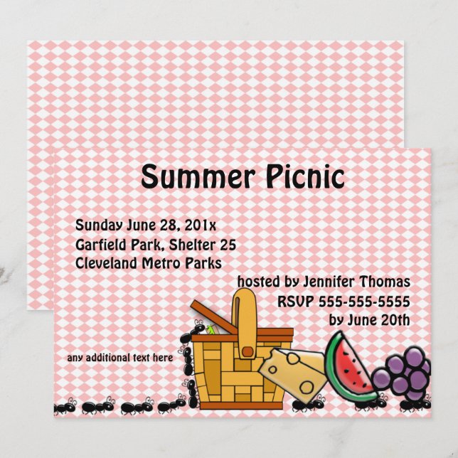 Picnic Thieves, Marching Ants Party Invitation (Front/Back)