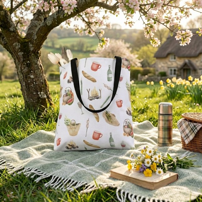 Picnic Time Sweet Illustrated Tote Bag  (Creator Uploaded)
