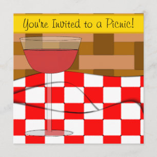 Picnic with Wine Glass Custom Invitation