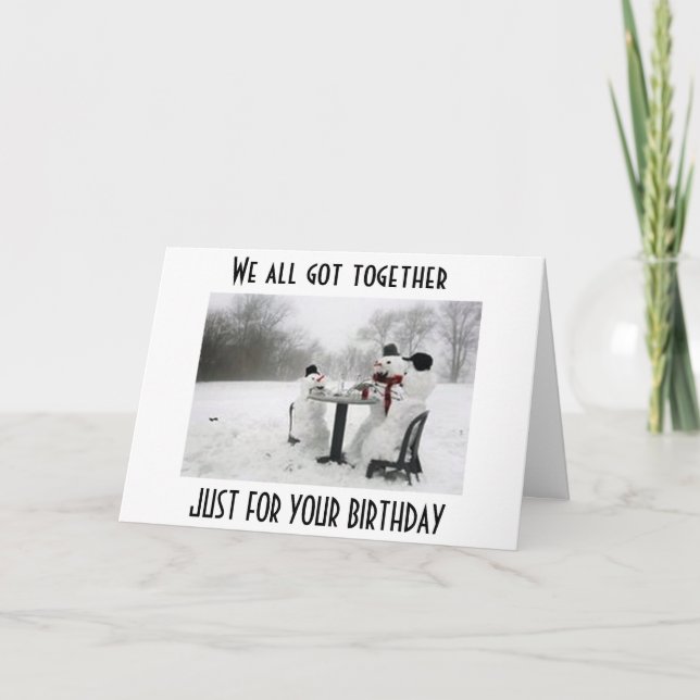 PICNICKING SNOWMEN PARTY ON YOUR "BIRTHDAY"-GROUP CARD (Front)