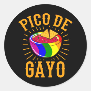 PICO DE GAYO LGBT Pride Month LGBTQ Rainbow Flag Classic Round Sticker