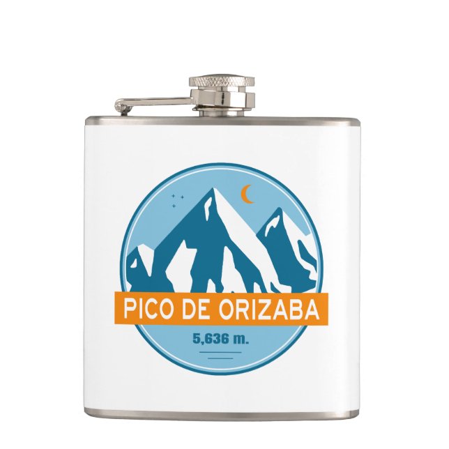 Pico de Orizaba Mexico Stars Moon Hip Flask (Front)