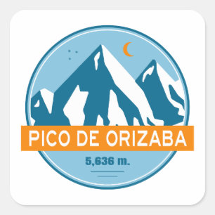 Pico de Orizaba Mexico Stars Moon Square Sticker