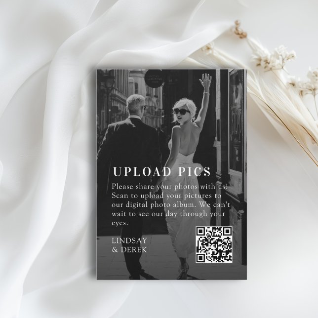 Pics happen! Bold Trending B&W-Photo Wedding  Enclosure Card (Pics happen! Bold Trending B&W-Photo Wedding Enclosure Card)