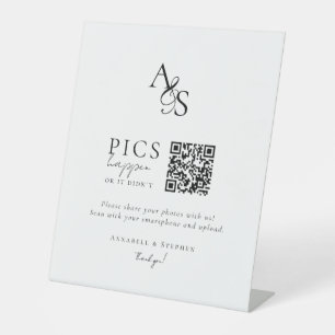 Pics happen! Photo, QR-Code, Wedding Pedestal Sign